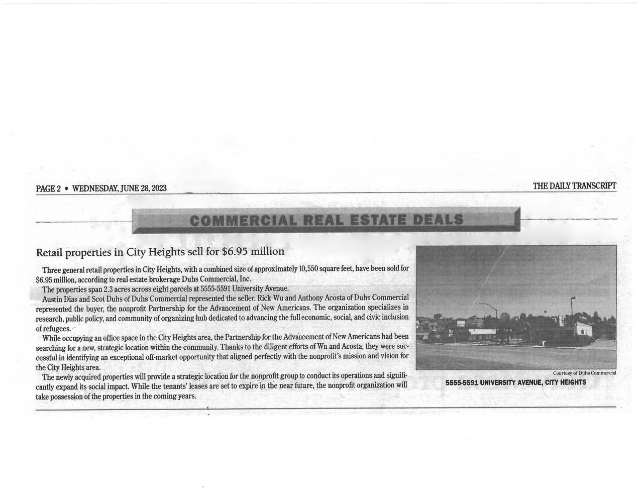 Daily Transcript City Heights Retail